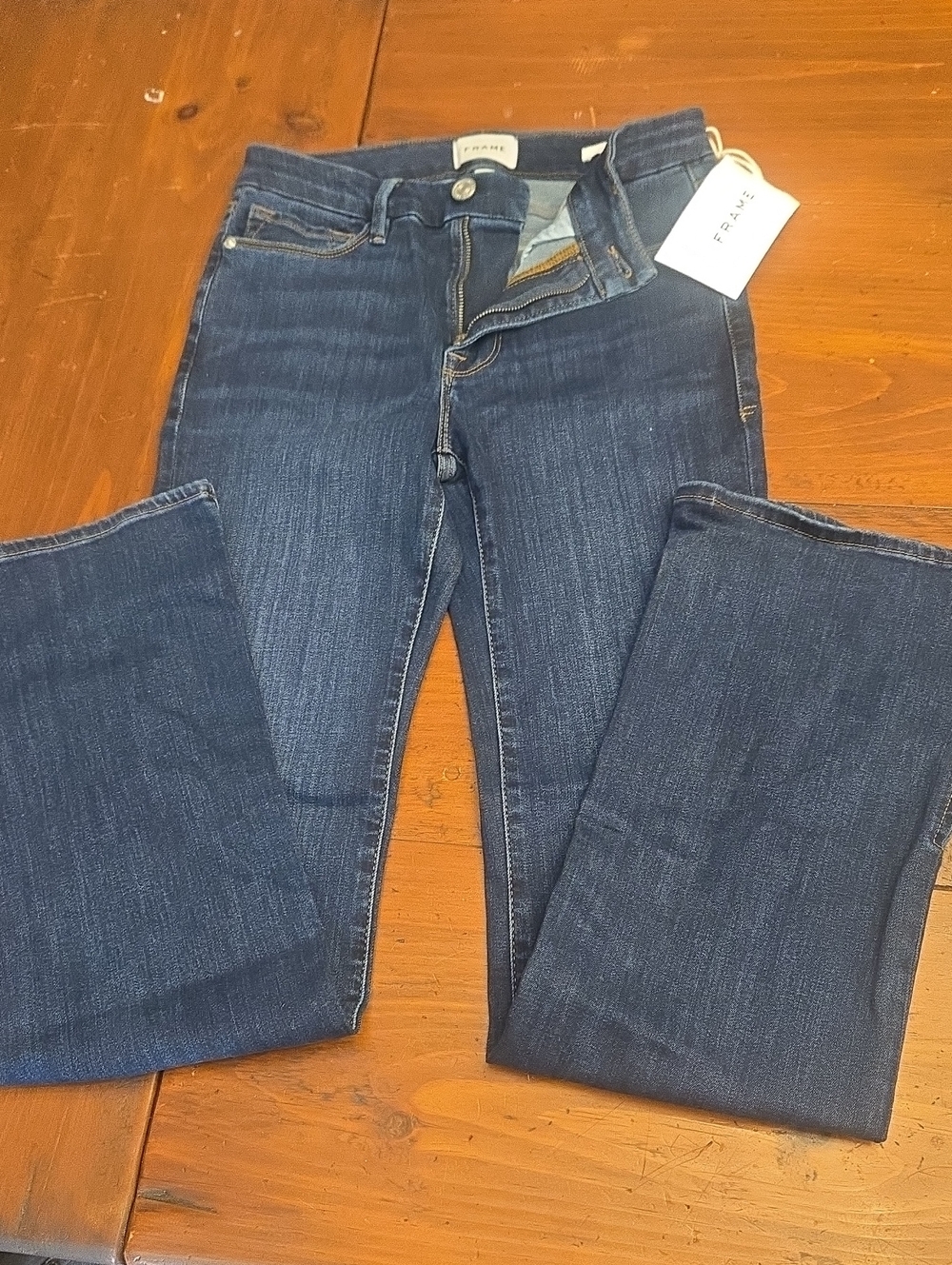 Nwt Frame Denim Women's Le Mini Boot Cut Jeans With Outseam Slit Size 27